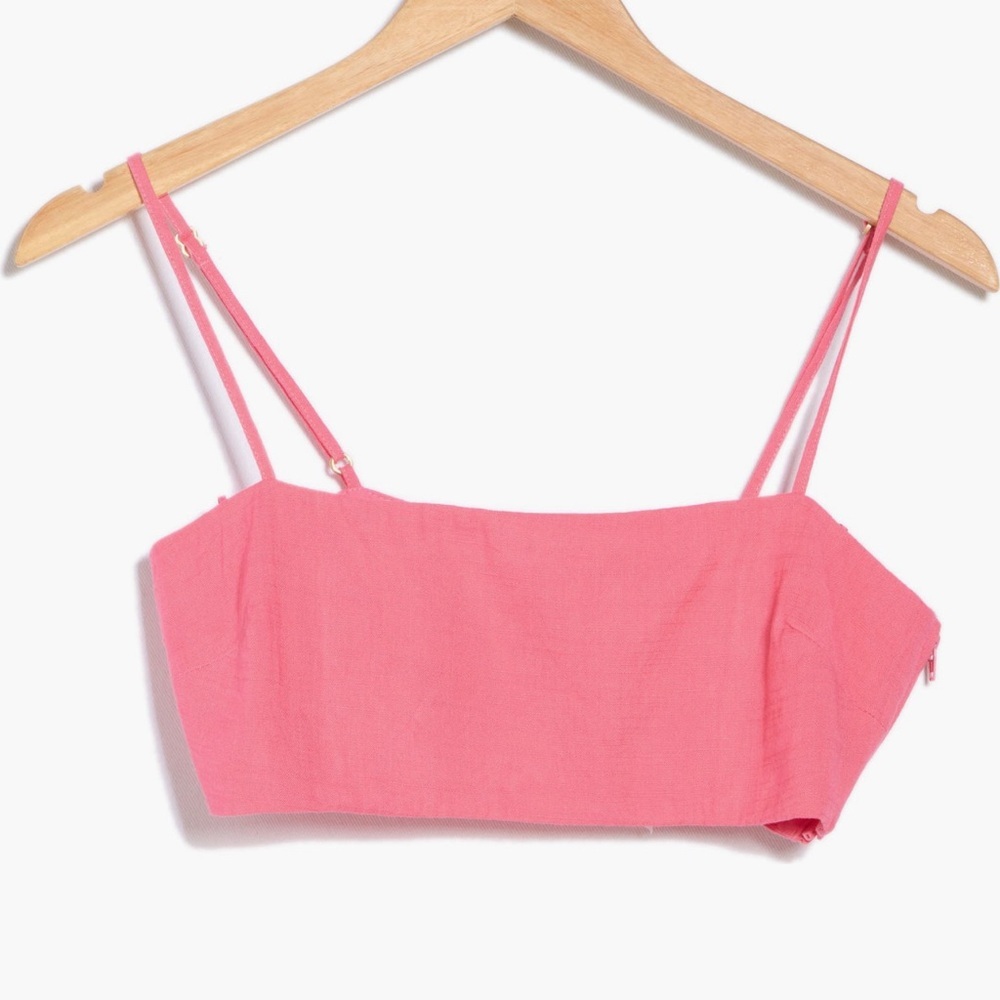 NWT Cult Gaia Tereza Crop Top Sangria Pink Cotton Size 6 MSRP $220 Designer - Picture 3 of 5